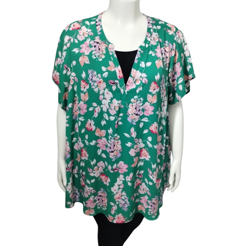 Torrid Women's Georgette‎ Hi-Low Short Sleeve Floral Boho Loose Blouse Size 5x